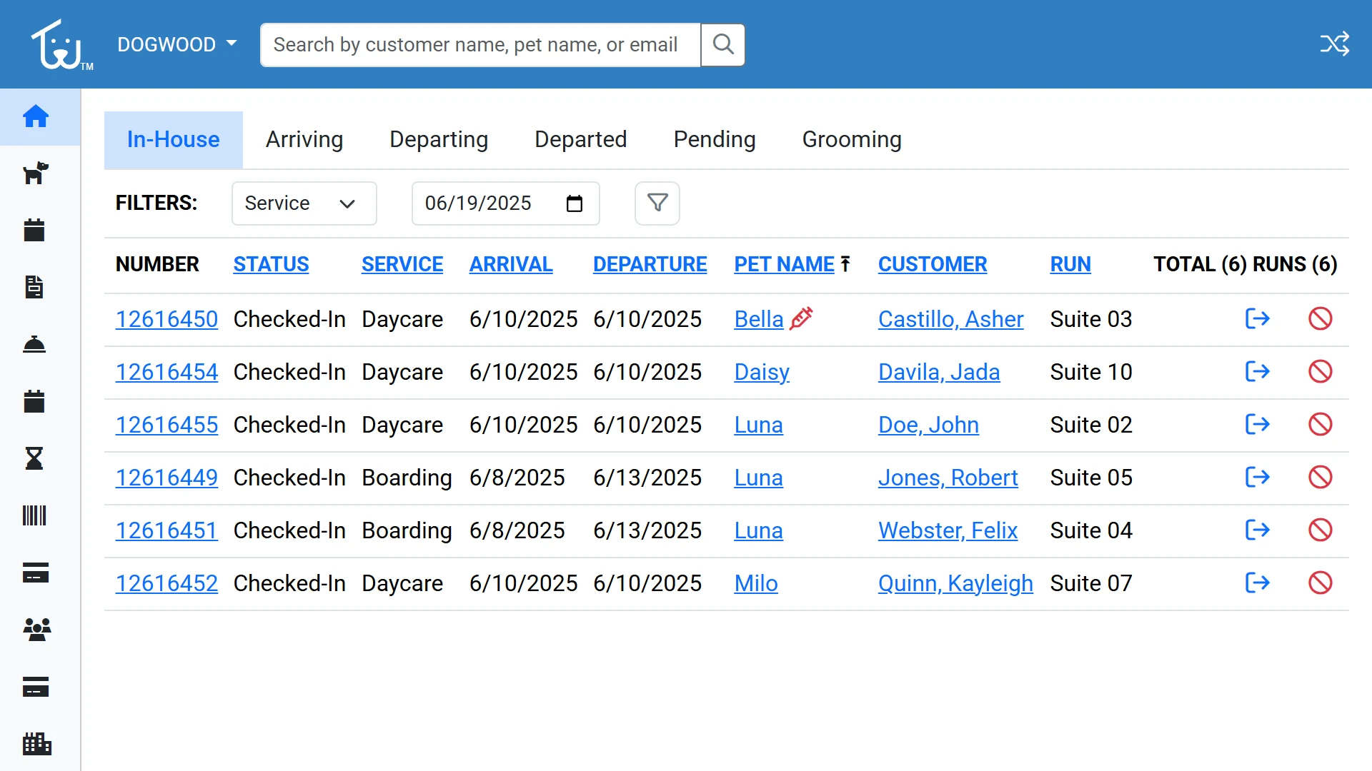 Slideshow of key pages in Petsoft featuring the reservation dashboard, checking out a reservaiton, and paying for the invoice.